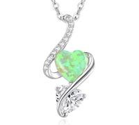 LOUISA SECRET Collana da donna Infinity Cuore Opale Ciondolo Argento 925 Pietra natale Doppia fiamma del cuore San Valentino Natale Compleanno Gioielli Regalo Donna Mamma Moglie