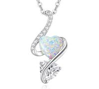 LOUISA SECRET Collana da donna Infinity Cuore Opale Ciondolo Argento 925 Pietra natale Doppia fiamma del cuore San Valentino Natale Compleanno Gioielli Regalo Donna Mamma Moglie