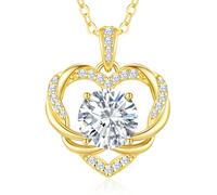 LOUISA SECRET Collana da donna Infinity Heart Mini Twisted Heart Mossanite Collana in argento sterling 925 Regalo di compleanno per donna San Valentino Gioielli Natale