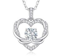 LOUISA SECRET Collana donna Infinity Heart Mini Twisted Heart Mossanite Collana in argento sterling 925 Regalo di compleanno per donna Natale San Valentino Gioielli