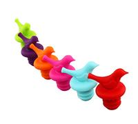 LouisChoice, tappo decorativo in silicone per vino, con uccellino, colori assortiti, 6 pezzi