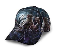 LOUJIN Berretto da baseball regolabile 3D Stampato Trucker Hat Cappello Visiera Werewolf Night Howling Wolf Hip Hop Snapback Nero, #46, Taglia unica