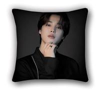 LOUJIN BTS Bangtan Boys Jimin V Suga Jungkook, federe decorative quadrate in lino double-face, 45 cm x 45 cm, nero, decorazione per la casa a tema K-pop