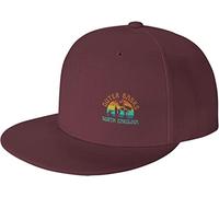 LOUJIN Outer Banks North Carolina Beach Cappelli snapback unisex, cappello da baseball regolabile hip hop tinta unita papà, visiera piatta per uomo donna rosso scuro, Foto a colori, Etichettalia unica