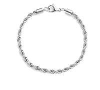 LOUKEKE 2 pezzi Bracciale a catena intrecciata in acciaio inossidabile da 2/3/4/5 mm per donna, chiusura a moschettone, maglia geometrica in argento