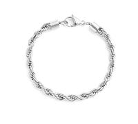 LOUKEKE 2 pezzi Bracciale a catena intrecciata in acciaio inossidabile da 2/3/4/5 mm per donna, chiusura a moschettone, maglia geometrica in argento