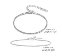 LOUKEKE 2 pezzi/set Bracciale a catena sottile in acciaio inossidabile con maglie regolabili e corda intrecciata per uomo