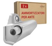LouMaxx Ammortizzatori per Ante 2 Pezzi Grigio - Rallentatore per Ante Armadio - Soft Close per Ante Cucina e Mobili - Chiusura Ammortizzata