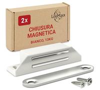 LouMaxx Calamita per Mobili Chiusura Magnetica Extra forte - Forza di tenuta 4kg - Set di 10 in bianco - Serratura Magnetica - per Porte, Mobili, Cassetti.