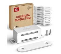 LouMaxx Chiusura Magnetico - forza di tenuta 4kg - set di 10 in bianco - magnete per porte - magneti per mobili - fermo magnetico per porte in acciaio inox - supporto magnetico