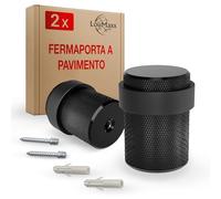 LouMaxx Fermaporta in metallo a terra, 2 pezzi, colore nero opaco da avvitare per porte massicce