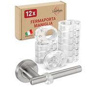 LouMaxx Fermaporta Maniglia - Set da 12 Paracolpi Maniglia Porta Trasparenti - Fermaporte per Maniglie, Gommini Proteggi Muro da Urti