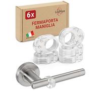 LouMaxx Fermaporta Maniglia - Set da 6 Paracolpi Maniglia Porta Trasparenti - Fermaporte per Maniglie, Gommini Proteggi Muro da Urti