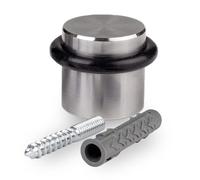 LouMaxx Fermaporta pavimento in acciaio inox da avvitare, protegge le pareti dai danni in modo permanente, antiruggine con ammortizzazione in TPE, diametro 38 mm, resistente alle intemperie