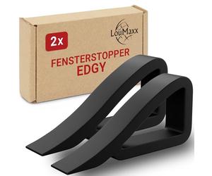 LouMaxx Fermaporta per finestra durante l'aerazione - Cuneo Turco - Il tuttofare nel settore dei cunei e fermaporta - Finestra in gomma - Confezione da 2 in nero