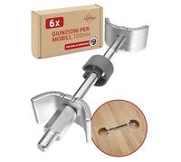 LouMaxx Giunzioni per Mobili 100 mm Set di 6 - Connettori per Piani di Lavoro - Connettori per Pannelli - Connettori per Legno - Viti a Farfalla. Soluzione Sicura e Stabile per Collegare i Pani