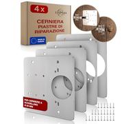 LouMaxx Kit di riparazione per cerniere - Set di 4 piastre di riparazione cerniere in acciaio inox con viti - piastra di riparazione universale per cerniere per mobili allentate Ø 35 mm di tutte le