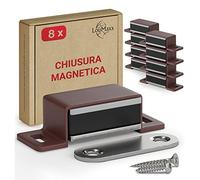 LouMaxx magnetico forte - forza di tenuta 4kg - set di 8 in marrone - magnete per porta - magnete per porta - magnete per armadio - chiudiporta magnetico - porta magnetica per armadio