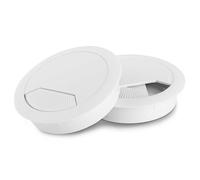 LouMaxx Passacavo da scrivania bianco, set da 2 pezzi, passacavo da 60 mm di diametro, passacavi da tavolo in plastica robusta, copertura perfetta per fori con stabile passacavo da tavolo