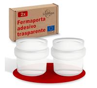 LouMaxx Set di 2 fermaporta adesivo trasparente rotondo adatto a tutti i pavimenti duri per proteggere pareti e mobili, discreto e facile da applicare