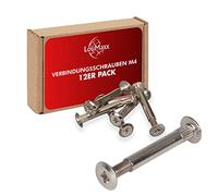 LouMaxx Viti di Collegamento M4 31-40mm | Set di 12 Giunzioni Per Mobili in Acciaio Nichelato | Viti Di Fissaggio Mobili M4| Connettori Per Mobili per mantenere unite tutte le parti del mobile