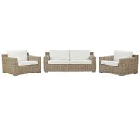 Lounge Set da Giardino ed Esterni Marrone con Cuscini Bianchi a 4 Posti Ardea
