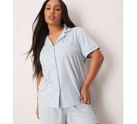 Loungeable Curve - Pigiama in jersey blu con camicia a maniche corte e pantaloncini 44