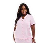 Loungeable Curve - Pigiama in jersey rosa con camicia a maniche corte e pantaloncini-Multicolore 46
