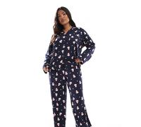 Loungeable Curve - Pigiama natalizio morbidissimo in jersey color blu navy con stampa di pinguini 48