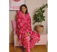 Loungeable Loungeable Comoda vestaglia con cappuccio in pile Argyle Cosy Borg, ideale per rilassarsi. large rosa