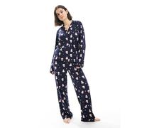 Loungeable - Pigiama natalizio morbidissimo blu navy con stampa di pinguini 46