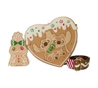 Loungefly Borsa a tracolla a forma di cuore con portamonete, Stitch, Angel e biscotti allo zenzero