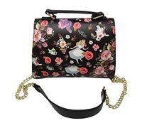 Loungefly Disney Alice nel paese delle meraviglie Borsa a tracolla con stampa floreale, nero, Large
