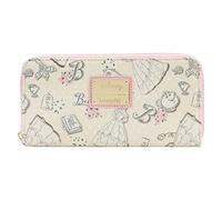 Loungefly Disney Beauty and the Beast Belle Pink Allover Print Zip Around Wallet (Multicolored)