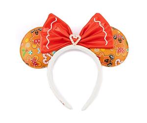 Loungefly Disney Gingerbread AOP Patent Bow Heart Headband, One Size, Leather