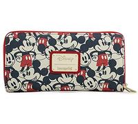 Loungefly Disney Mickey & Minnie Mouse Portafoglio Zip Intorno Frizione Ecopelle, Multicolore, Portafoglio con Cerniera