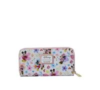 Loungefly Disney Mickey Minnie Mouse Portafoglio Zip Pochette AOP Floreale, Multicolore, Pochette Portafoglio
