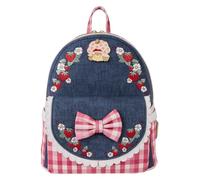 Loungefly Mini zaino Strawberry Shortcake finto denim con torta alla fragola Nuovo