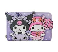 Loungefly Sanrio Kuromi and My Melody - Portafoglio con cerniera per Halloween, Viola, standard, Portafoglio con cerniera