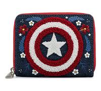 Loungefly x Marvel Captain America 80th Anniversary Floral Shield Zip-Around Wallet, Zippered Wallet, Multicolor