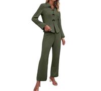Loungewear Set per le donne Uk Petite Track Suit - Pigiama da donna a maniche lunghe Set morbido - Pigiama da notte con scollo a V a maniche lunghe Set pigiama a costine Set pigiama invernale per il