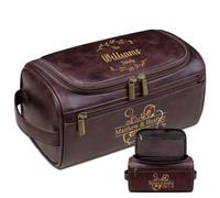 Lousrion Beauty case da uomo in pelle con incisione personalizzata, kit Dopp da viaggio personalizzato con iniziali del nome, regalo per testimoni dello sposo, testimone, festa del papà, Natale, Caff蠳