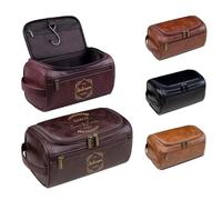 Lousrion Beauty case da viaggio personalizzato per uomo, con incisione personalizzata in pelle PU kit dopp regalo per papà, marito, figlio, Natale, compleanno, San Valentino, Caff蠳curo, One Size