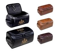 Lousrion Borsa da barba personalizzata in pelle PU per uomo, borsa da toilette da viaggio personalizzata con incisione laser, regalo per papà, marito, fidanzato, testimoni dello sposo, festa del papà