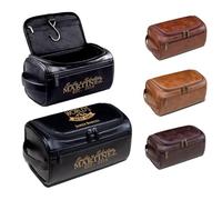 Lousrion Borsa da toilette da uomo personalizzata, kit Dopp in pelle personalizzata con testo del nome inciso, regalo per la festa del papà dei testimoni dello sposo, nero, Taglia unica, Retro