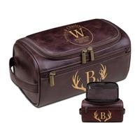 Lousrion Borsa da toilette in pelle con incisione personalizzata per uomini, regalo da viaggio per marito, papà, San Valentino, Caff蠳curo, One Size, Retro