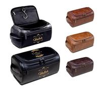 Lousrion Borsa da toilette in pelle con incisione personalizzata per uomo, kit da viaggio personalizzato, regalo per papà, marito, testimoni dello sposo, compleanno, Natale, festa del papà, nero