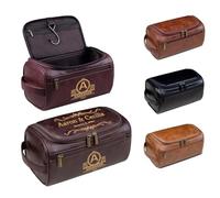 Lousrion Borsa da toilette in pelle personalizzata da uomo, con incisione personalizzata con nome iniziale da viaggio, kit regalo per marito, papà, fidanzato, San Valentino, Caff蠳curo, One Size, Retro