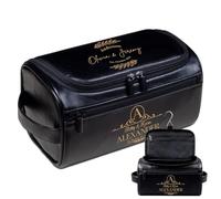 Lousrion Borsa da toilette in pelle personalizzata da uomo, con incisione personalizzata, organizer da viaggio, regalo per testimoni dello sposo, papà, marito, festa del papà, nero, Taglia unica