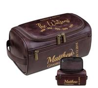 Lousrion Borsa da toilette in pelle personalizzata per uomini, borsa da viaggio con nome personalizzato iniziale per la rasatura regalo per papà, marito, fidanzato, San Valentino, Caff蠳curo, One Size